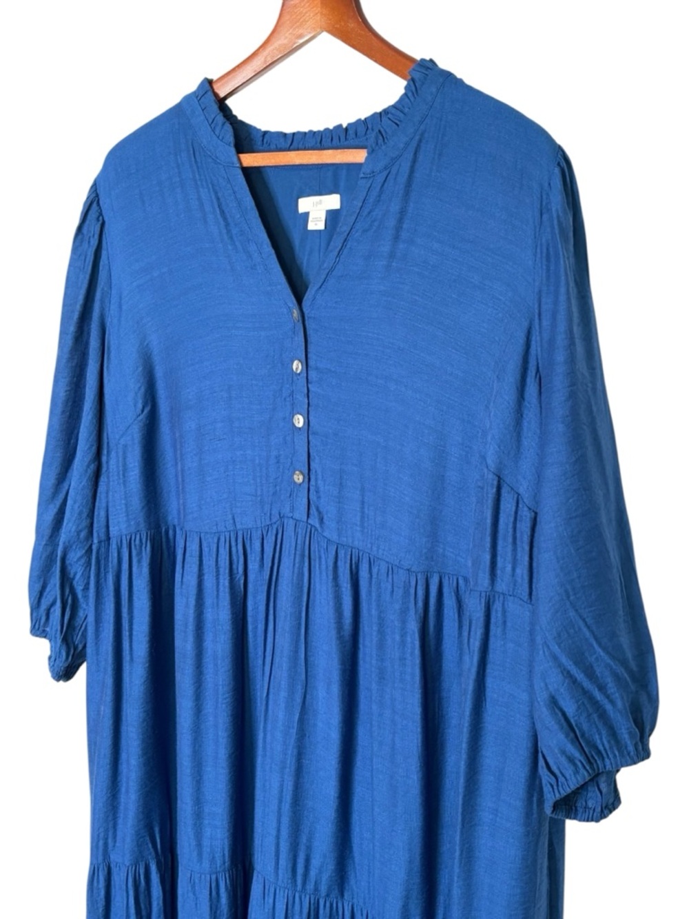 J Jill Ruffled Tiered Maxi Dress • XL • Oceanic Blue • Boho Coastal Flowy 27232 - Picture 5 of 13